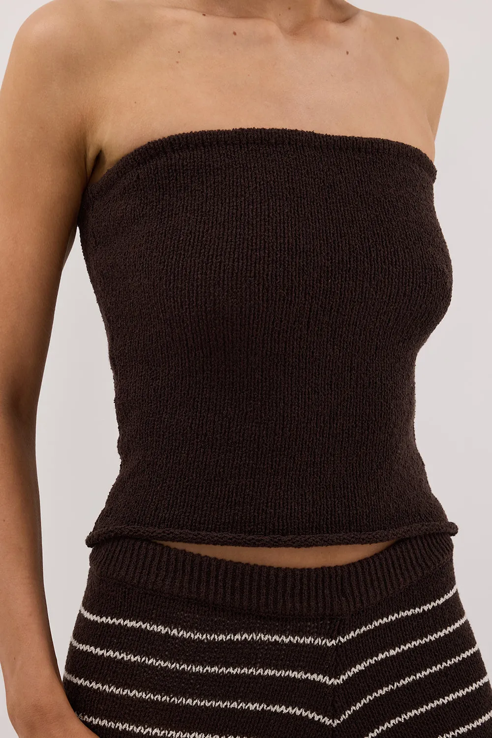KARA CHOC STRAPLESS BANDEAU KNIT TOP sold by Dissh product image thumbnail 5
