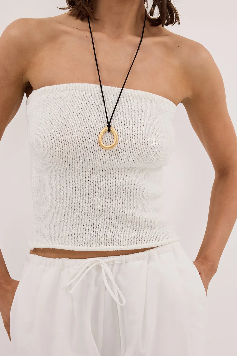 KARA OFF WHITE STRAPLESS BANDEAU KNIT TOP sold by Dissh product image thumbnail 5