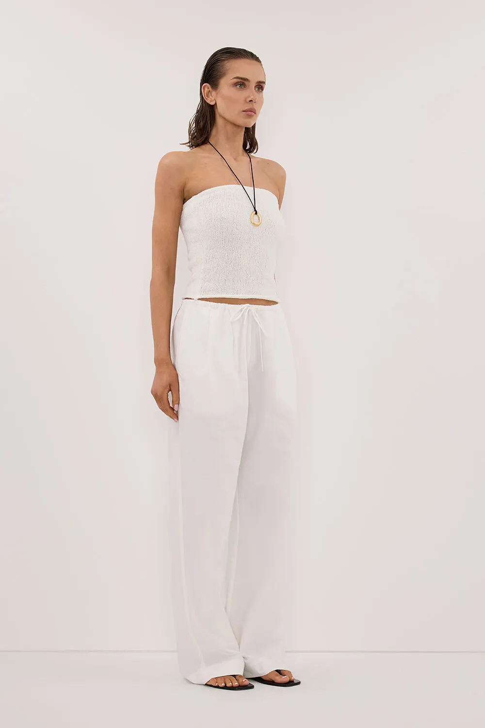 KARA OFF WHITE STRAPLESS BANDEAU KNIT TOP sold by Dissh product image thumbnail 3