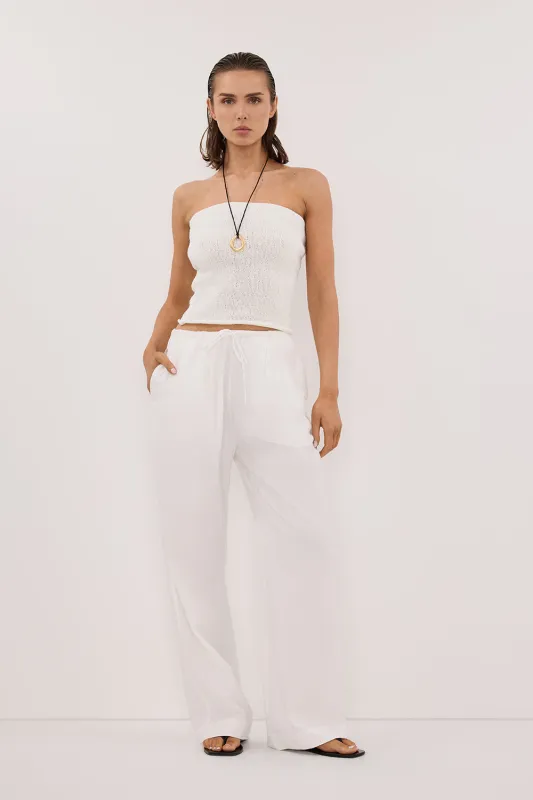 KARA OFF WHITE STRAPLESS BANDEAU KNIT TOP sold by Dissh