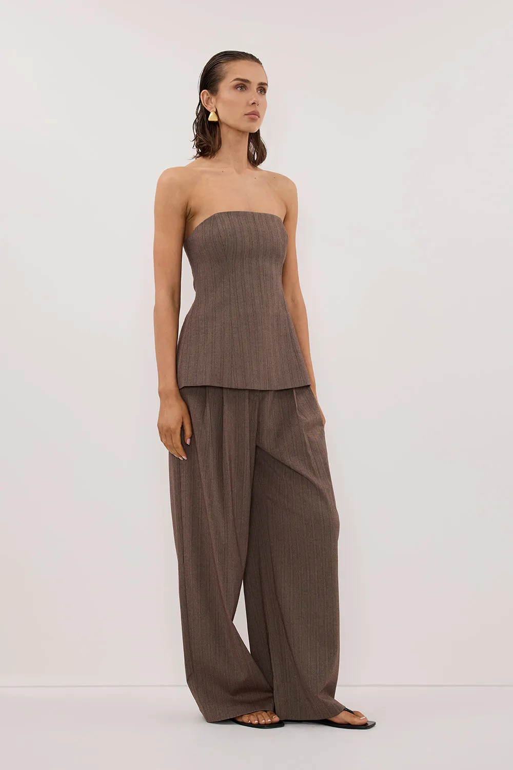 HAILEY CHOC STRIPE RELAXED PANT sold by Dissh product image thumbnail 4