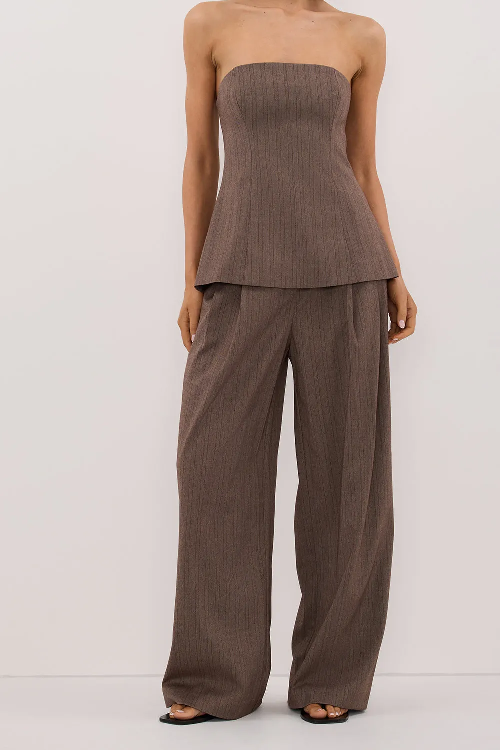 HAILEY CHOC STRIPE RELAXED PANT sold by Dissh product image thumbnail 3