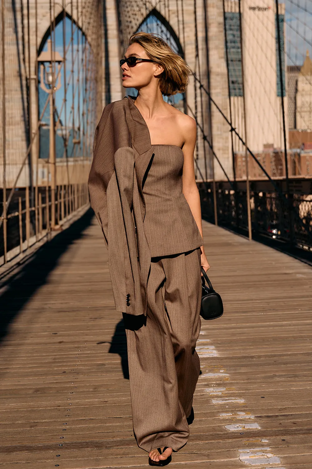 HAILEY CHOC STRIPE RELAXED PANT sold by Dissh