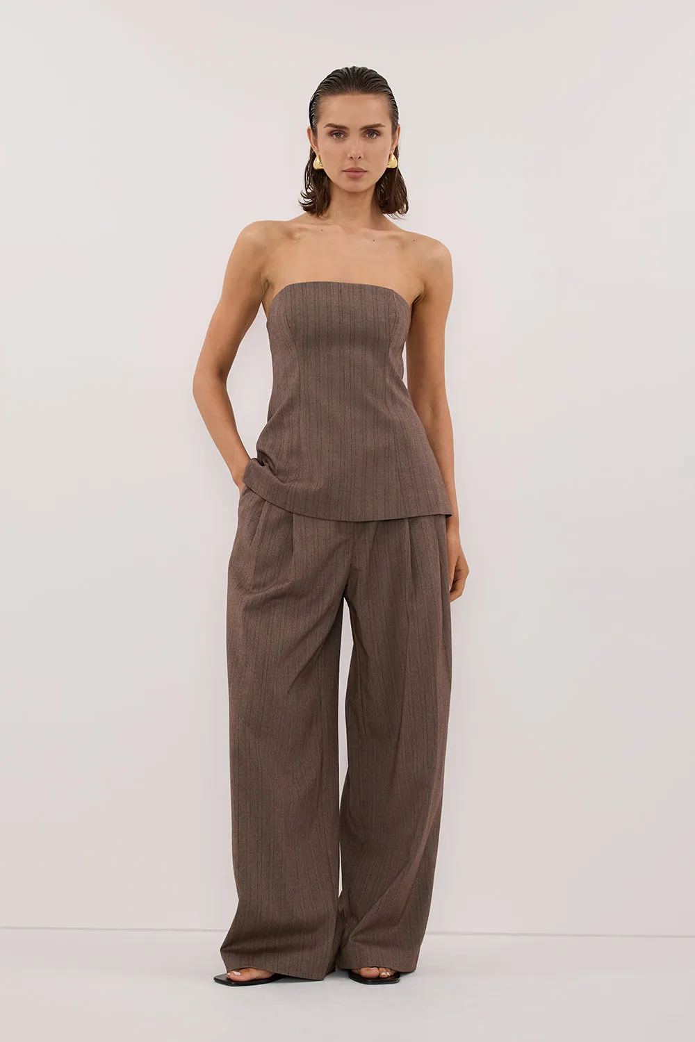 HAILEY CHOC STRIPE RELAXED PANT sold by Dissh product image thumbnail 2