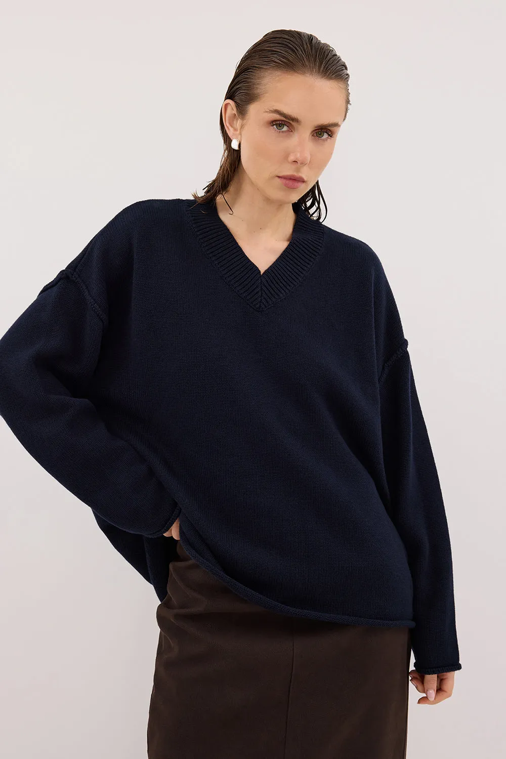 FLINT INK V NECK KNIT JUMPER sold by Dissh product image thumbnail 3