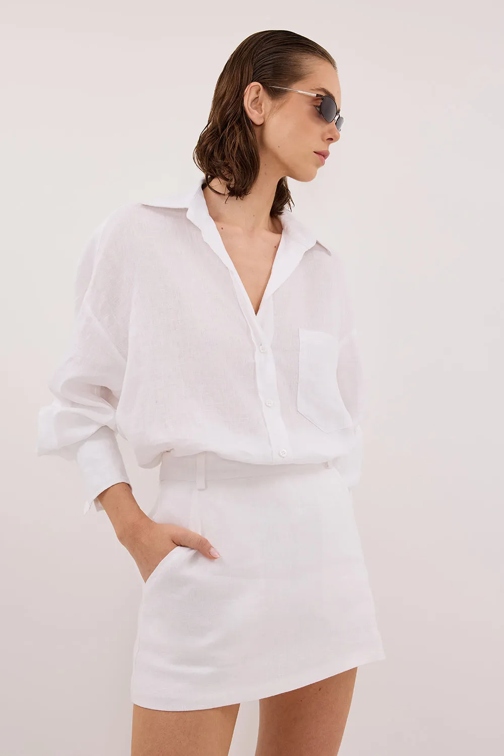 ELLIS WHITE LONG SLEEVE LINEN SHIRT sold by Dissh product image thumbnail 3