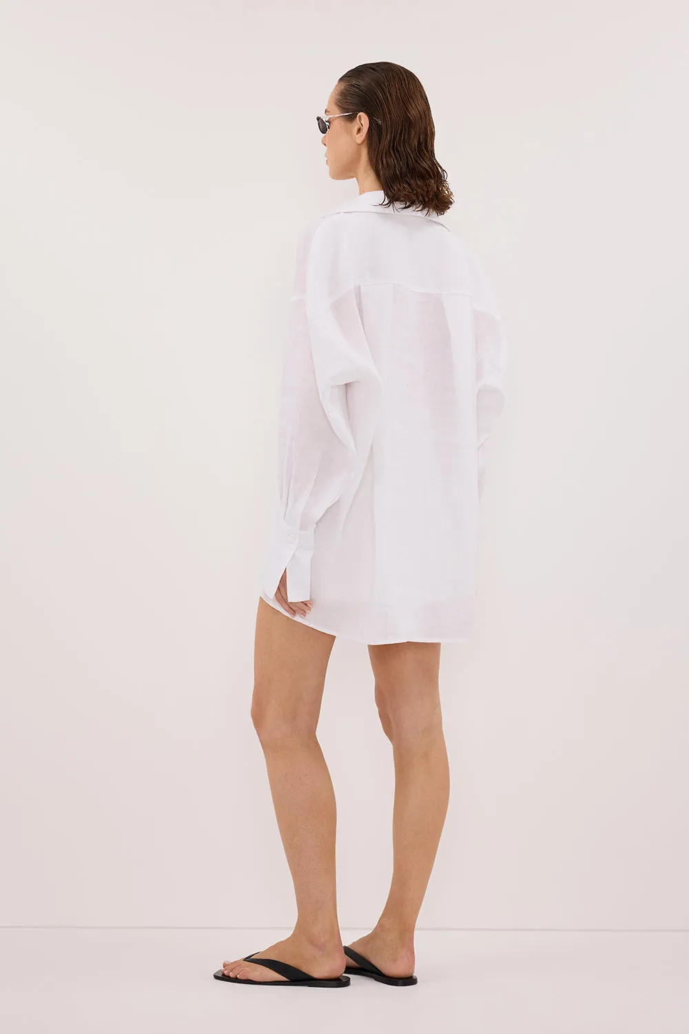 ELLIS WHITE LONG SLEEVE LINEN SHIRT sold by Dissh product image thumbnail 5