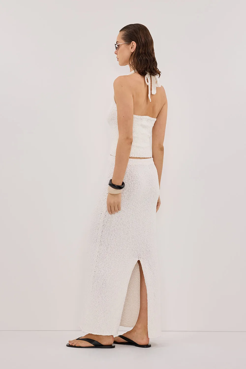 DINA OFF WHITE SLEEVELESS HALTER KNIT TOP sold by Dissh product image thumbnail 4