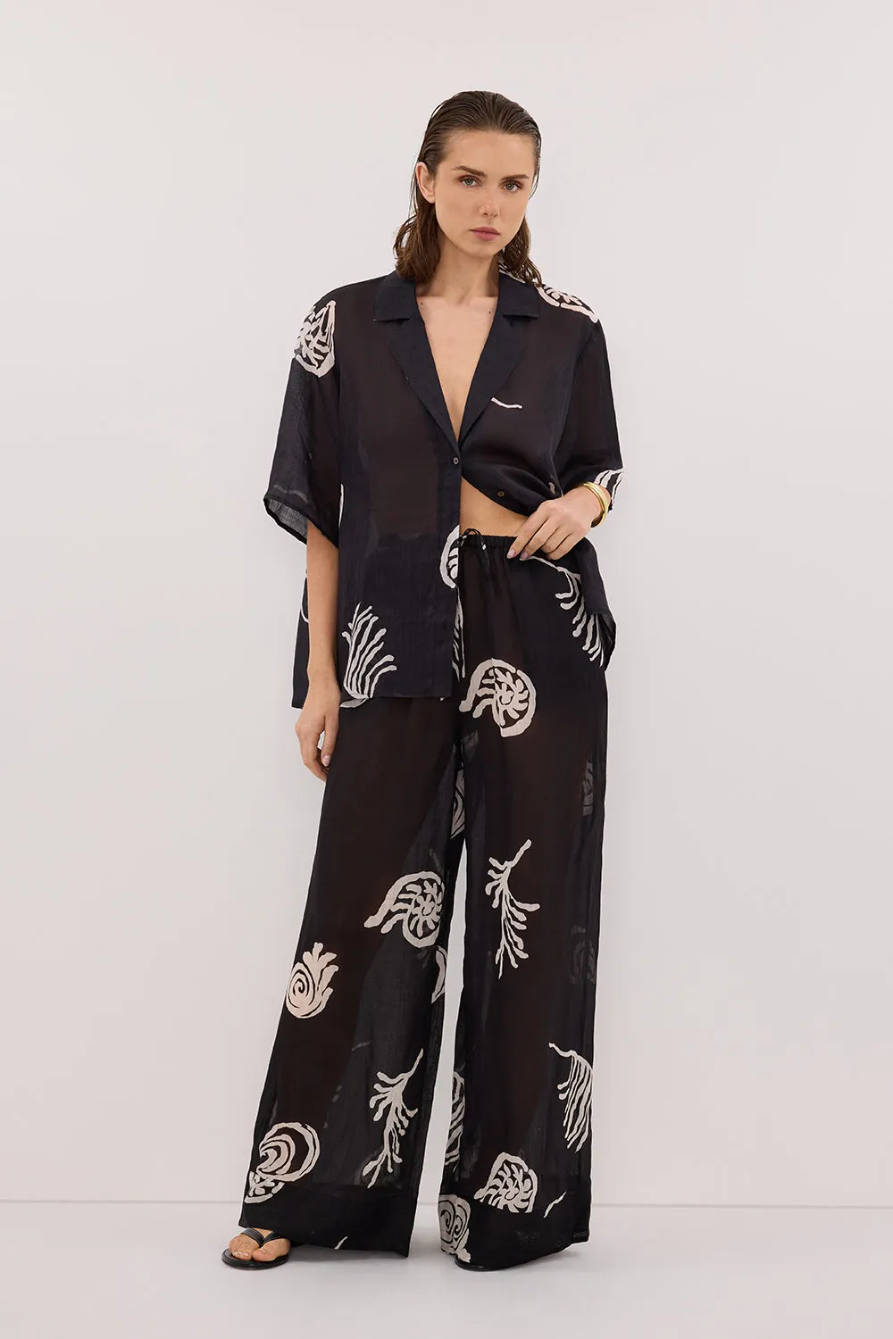 POSITANO BLACK RAMIE SHIRT sold by Dissh