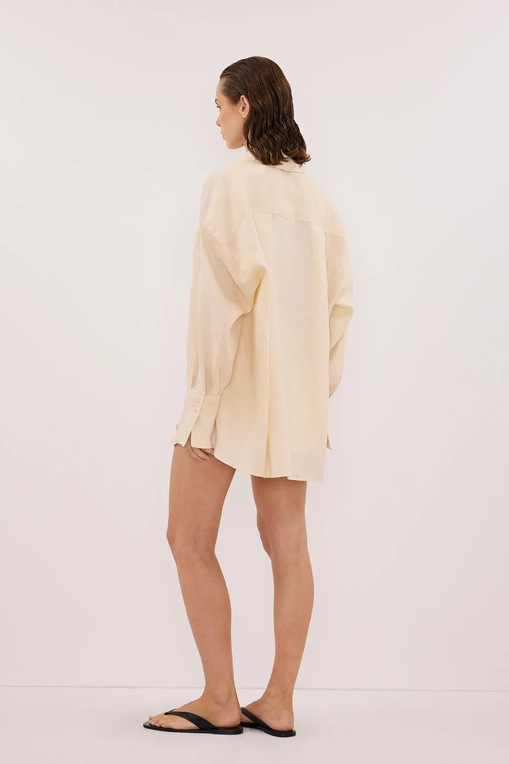 ELLIS SANDSTONE LONG SLEEVE LINEN SHIRT sold by Dissh product image thumbnail 4