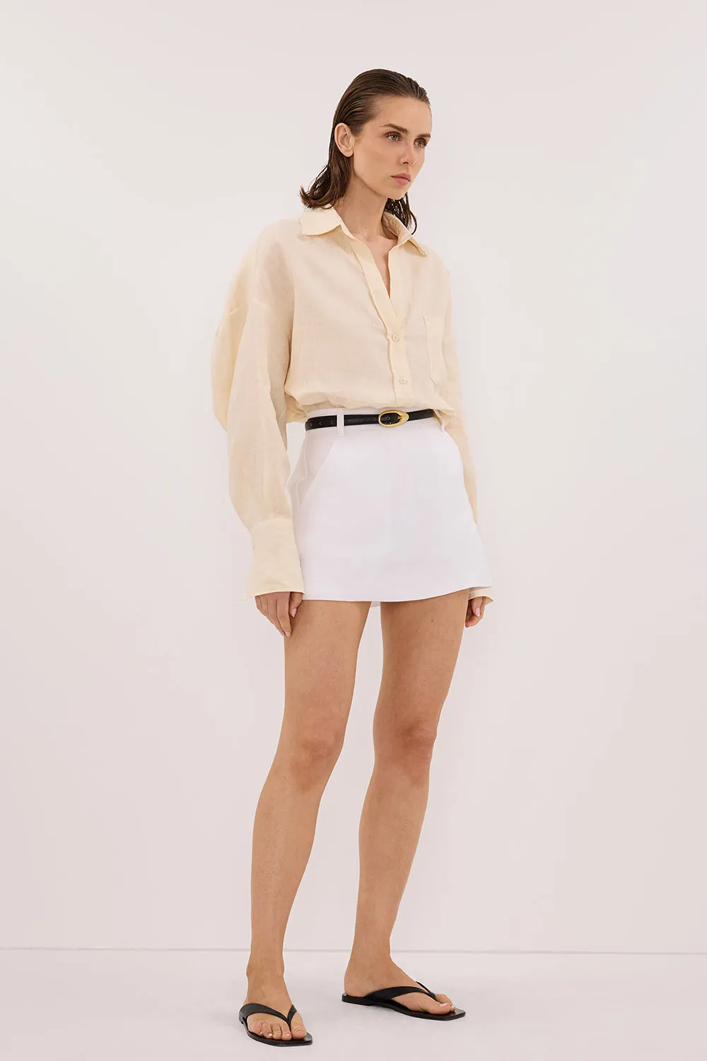 ELLIS SANDSTONE LONG SLEEVE LINEN SHIRT sold by Dissh product image thumbnail 3