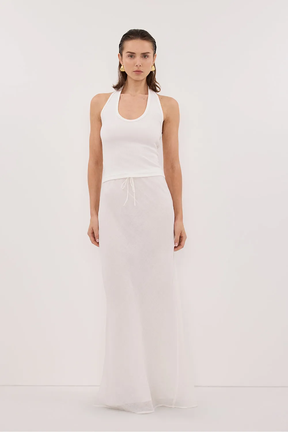 HARLAN OFF WHITE KNIT HALTER TOP sold by Dissh