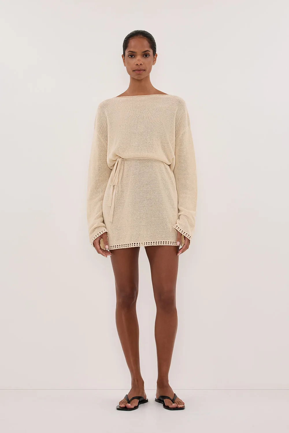TARI NATURAL LONG SLEEVE KNIT MINI DRESS - PRE ORDER sold by Dissh product image thumbnail 2
