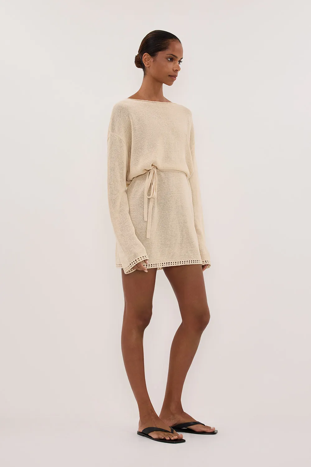 TARI NATURAL LONG SLEEVE KNIT MINI DRESS - PRE ORDER sold by Dissh product image thumbnail 4