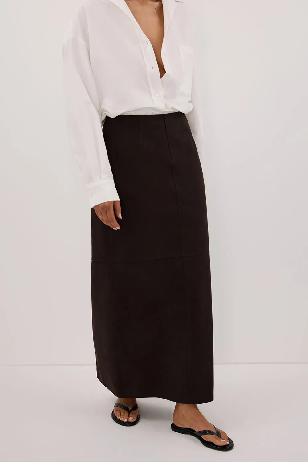 OTIS BITTER CHOC FAUX LEATHER MIDI SKIRT sold by Dissh product image thumbnail 3