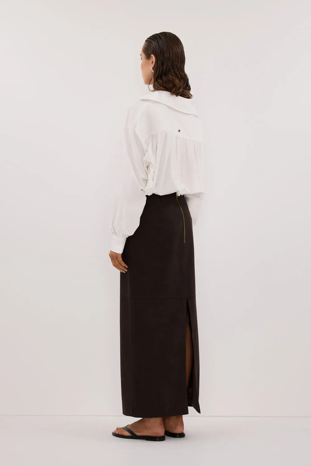 OTIS BITTER CHOC FAUX LEATHER MIDI SKIRT sold by Dissh product image thumbnail 5