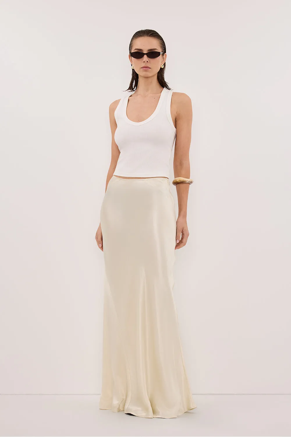 CHARLI STRAW SATIN MAXI SKIRT sold by Dissh