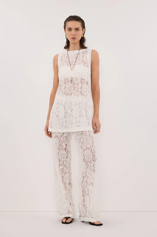 WILMA WHITE SLEEVELESS LACE TUNIC sold by Dissh