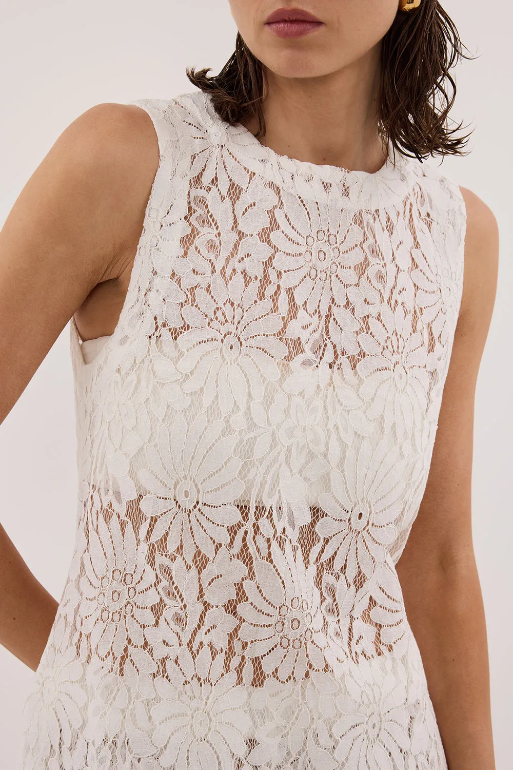 WILMA WHITE SLEEVELESS LACE TUNIC sold by Dissh product image thumbnail 5