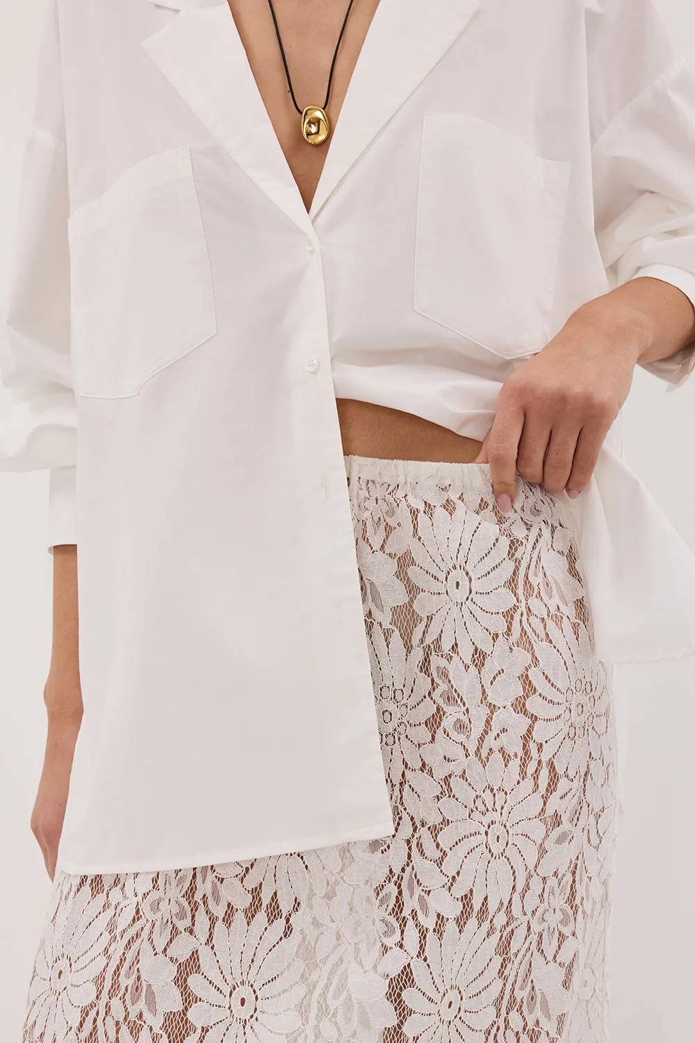 WILMA WHITE LACE MIDI SKIRT sold by Dissh product image thumbnail 5