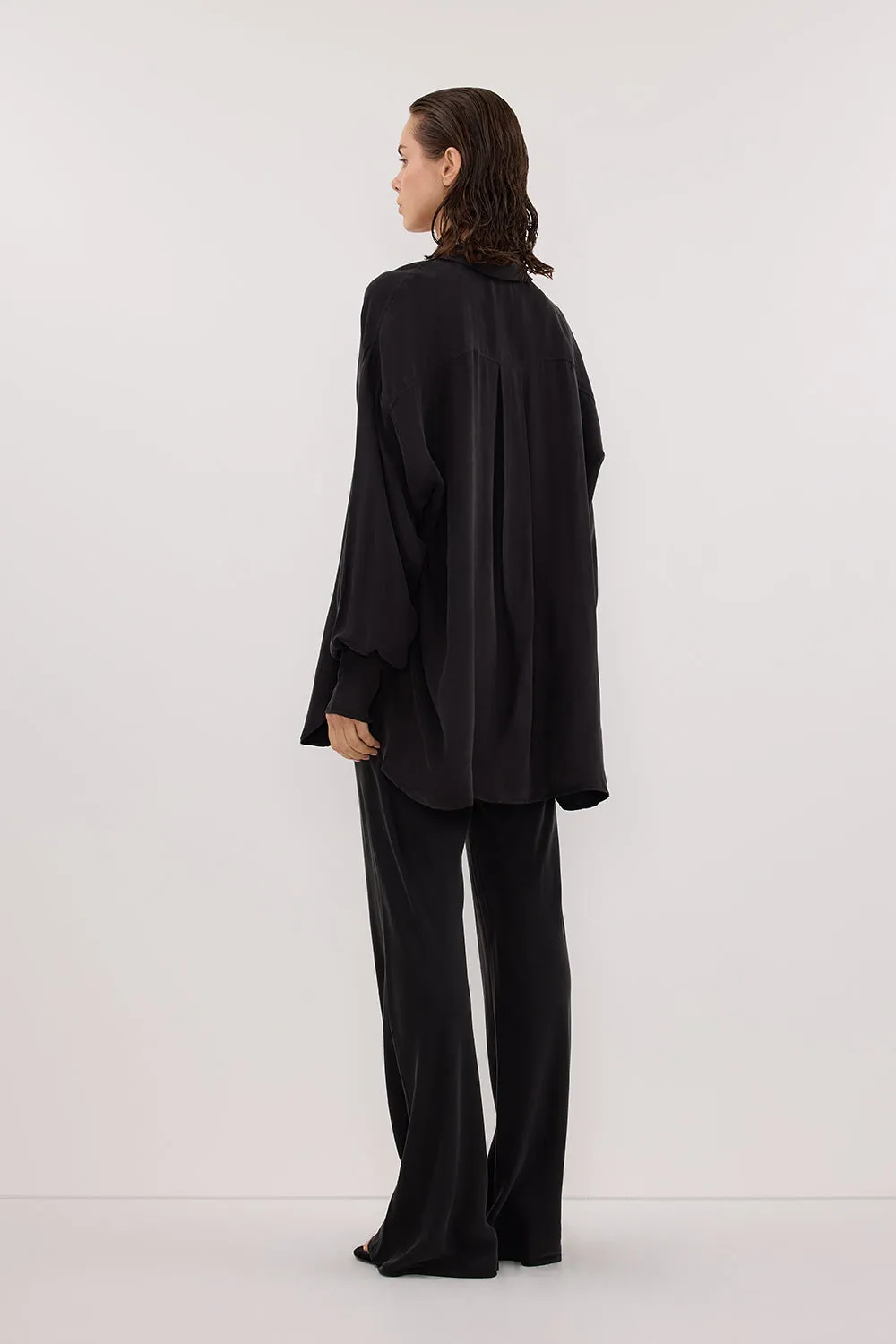 LUCILLE BLACK LONG SLEEVE CUPRO SHIRT sold by Dissh product image thumbnail 4