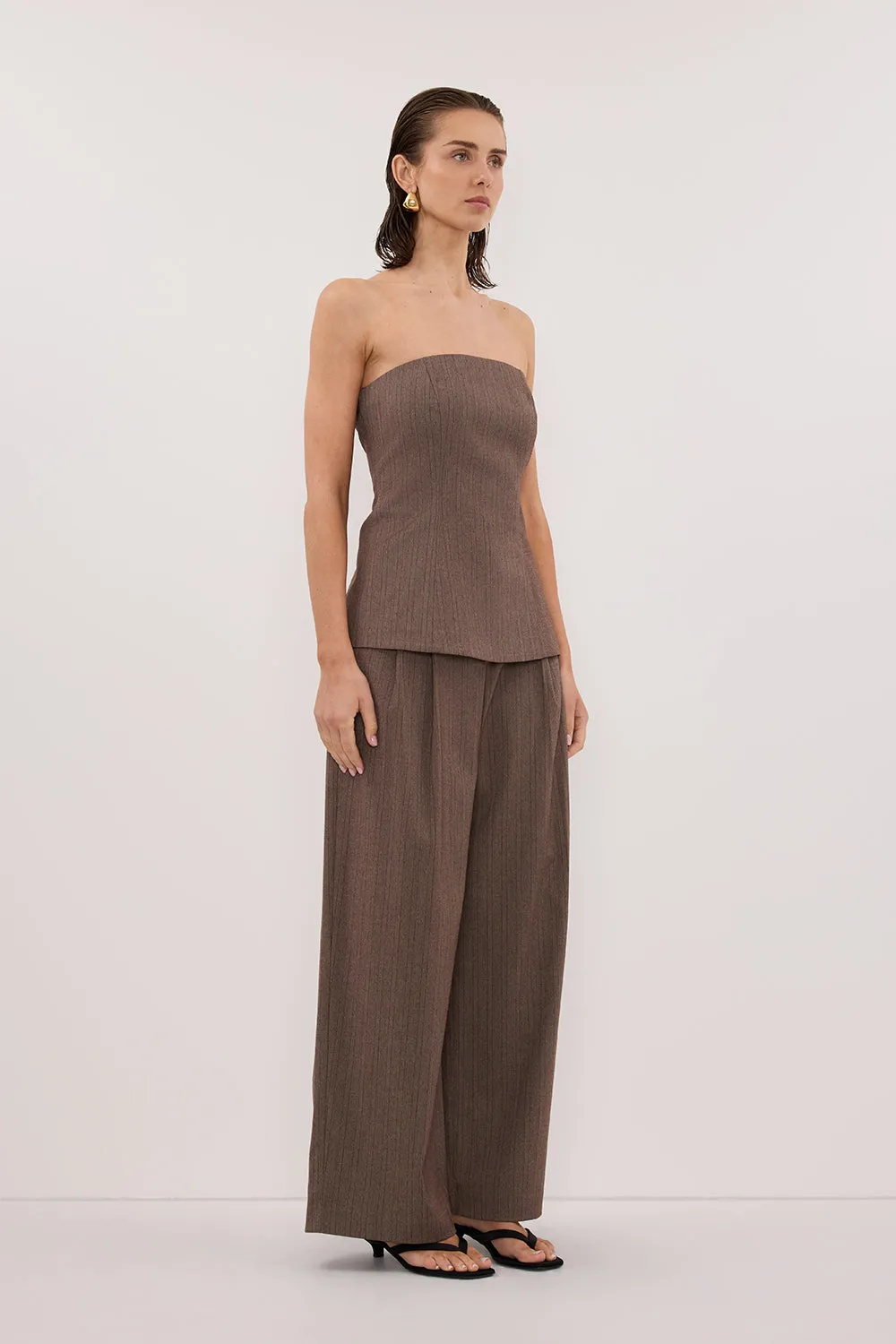 HAILEY CHOC STRAPLESS STRIPE BUSTIER TOP sold by Dissh product image thumbnail 4