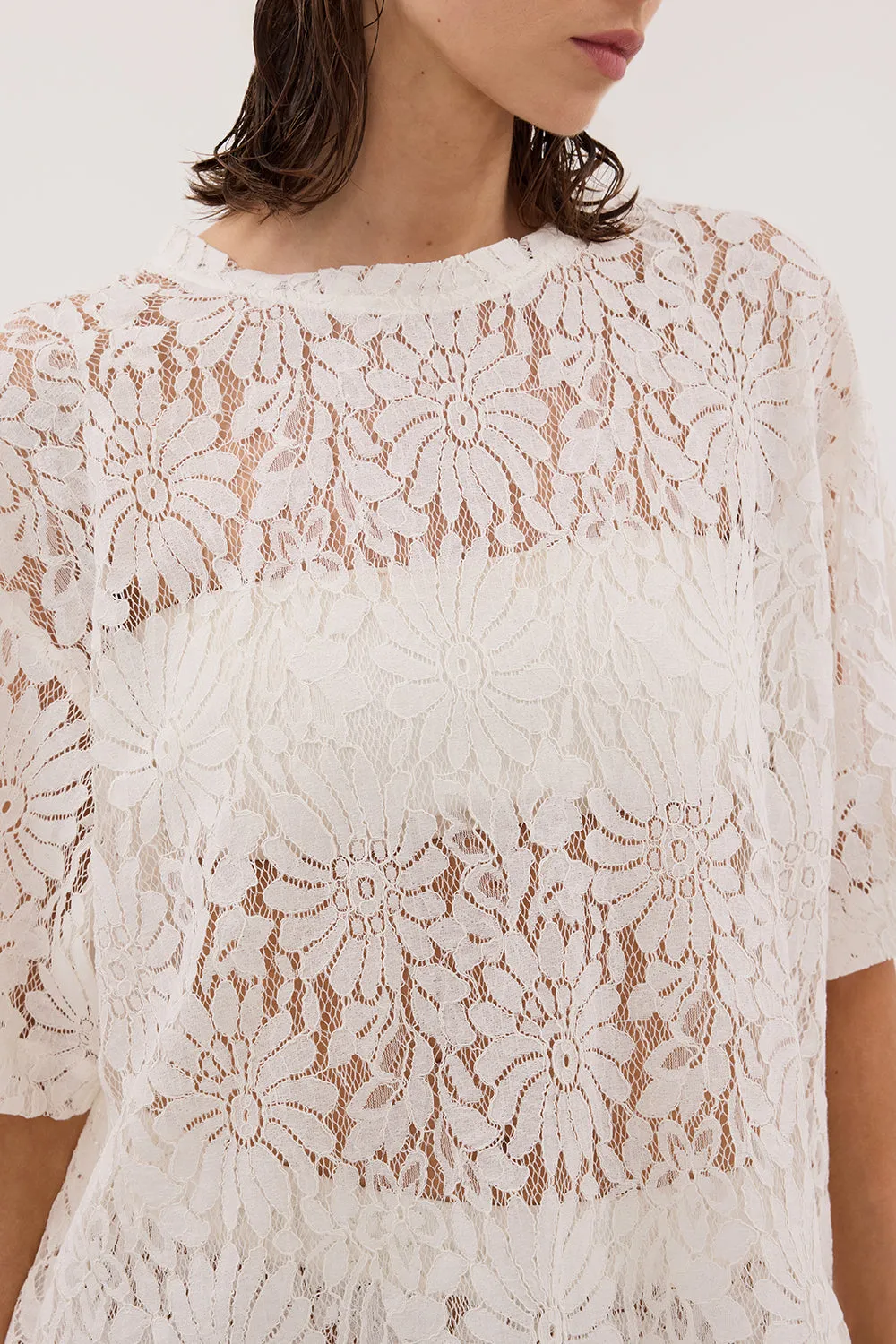 WILMA WHITE LACE TEE sold by Dissh product image thumbnail 5