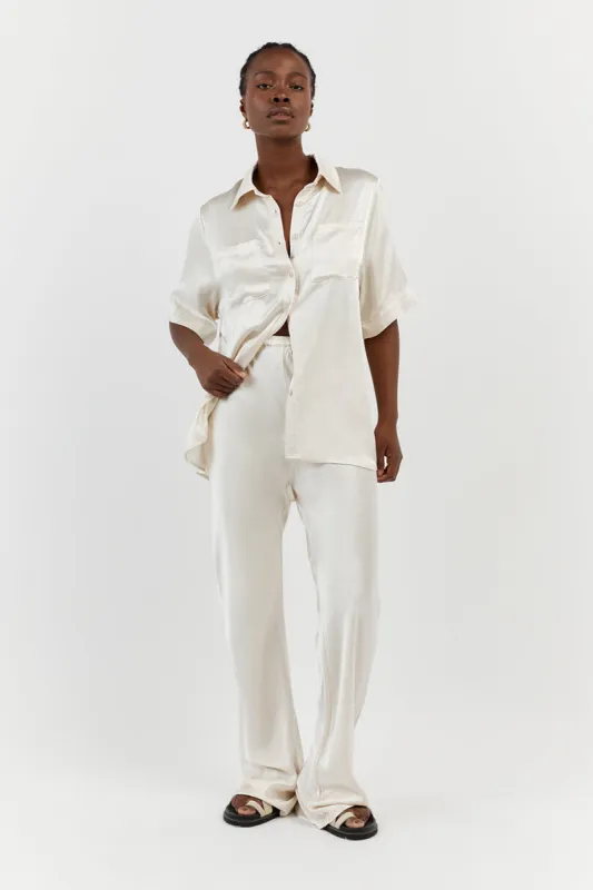 SIMONE PEARL SATIN BIAS CUT PANT sold by Dissh