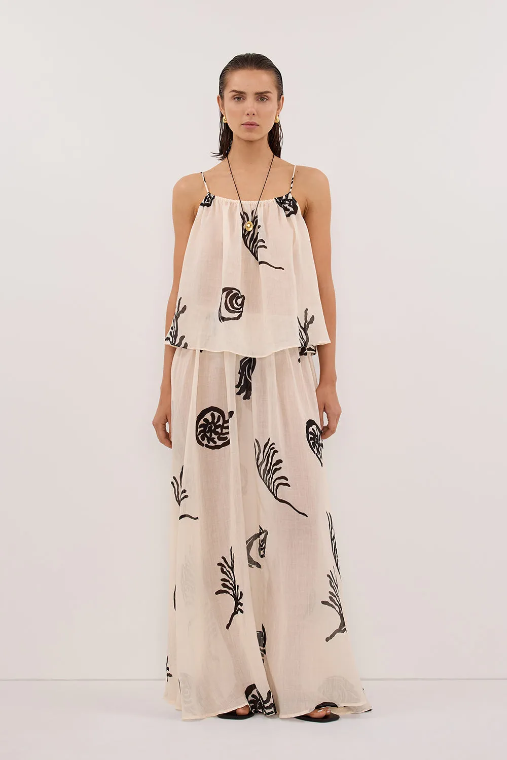 POSITANO SANDSTONE RAMIE MIDI SKIRT sold by Dissh