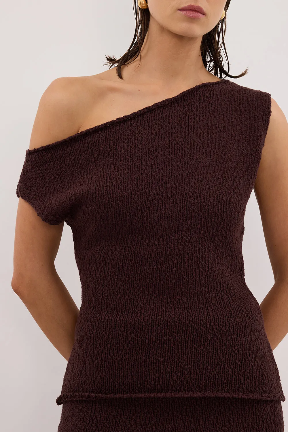 DINA CHOC COTTON ASYM KNIT TOP sold by Dissh product image thumbnail 5