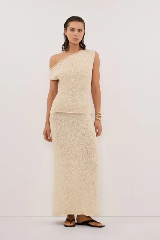 DINA NATURAL COTTON ASYM KNIT TOP sold by Dissh