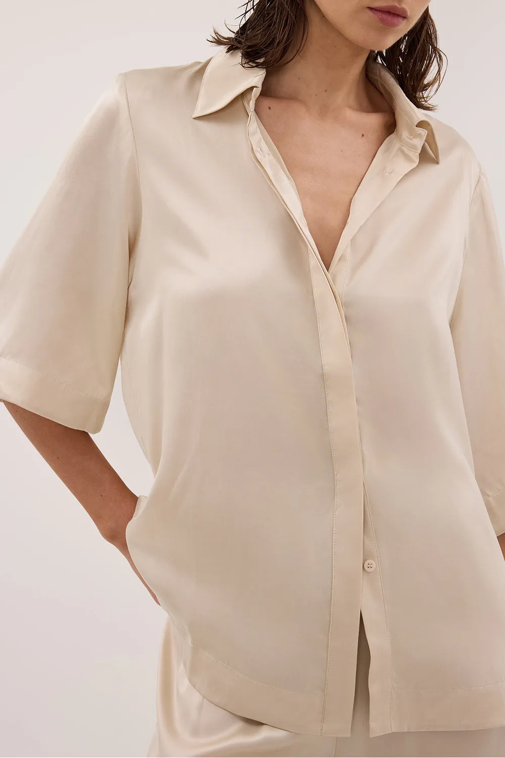 PERCY SANDSTONE SILK SHIRT sold by Dissh product image thumbnail 5