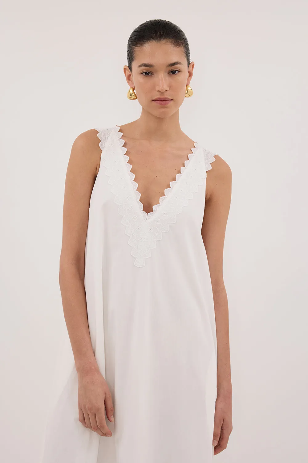 ANNABEL WHITE SLEEVELESS V NECK MIDI DRESS sold by Dissh product image thumbnail 2