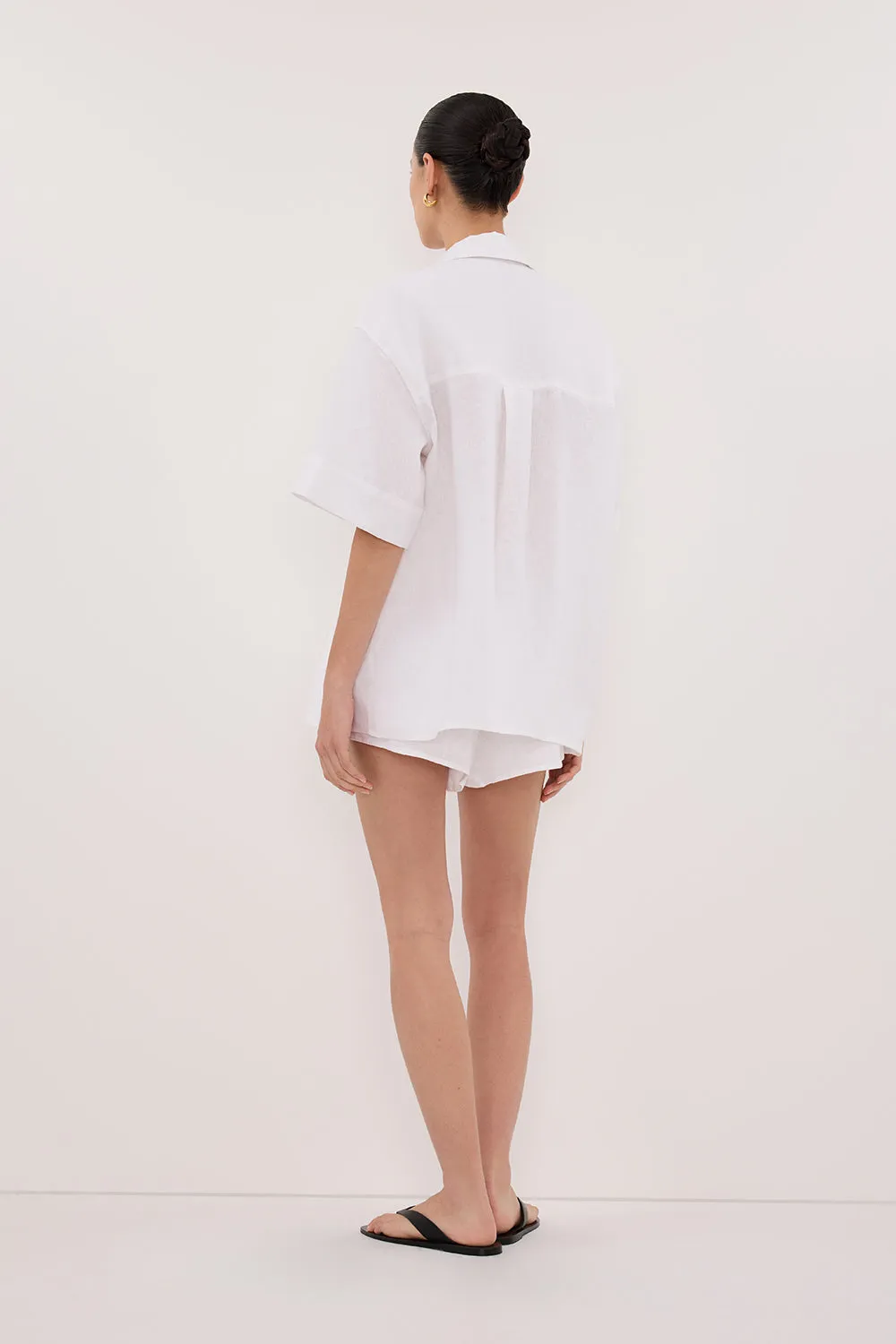 HELENA WHITE SHORT SLEEVE LINEN SHIRT sold by Dissh product image thumbnail 4