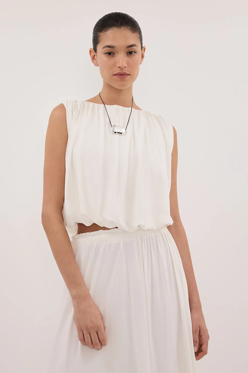 AVA OFF WHITE SLEEVELESS MODAL BLEND TOP sold by Dissh product image thumbnail 2