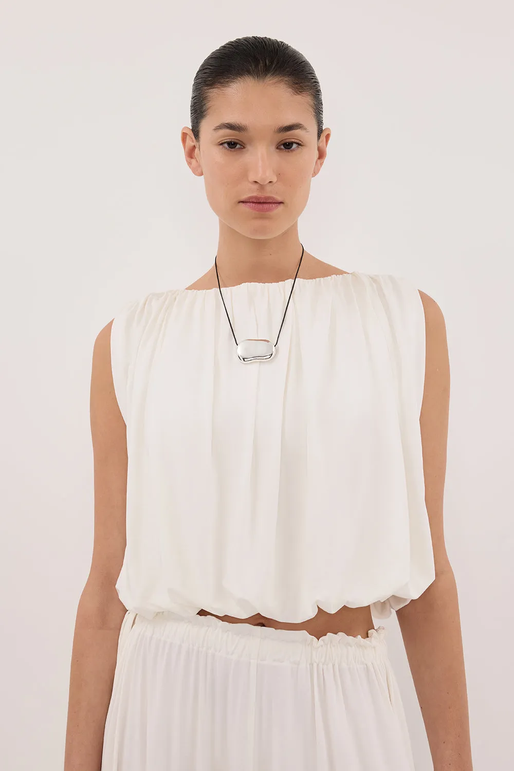 AVA OFF WHITE SLEEVELESS MODAL BLEND TOP sold by Dissh product image thumbnail 5
