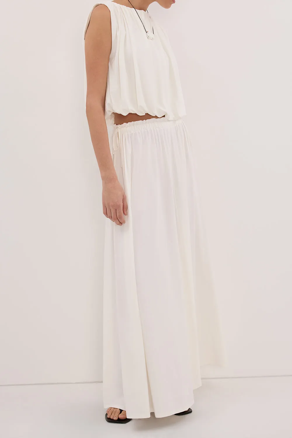 AVA OFF WHITE MODAL BLEND MIDI SKIRT sold by Dissh product image thumbnail 2