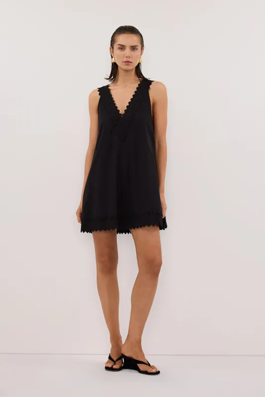 ANNABEL BLACK SLEEVELESS V NECK MINI DRESS sold by Dissh