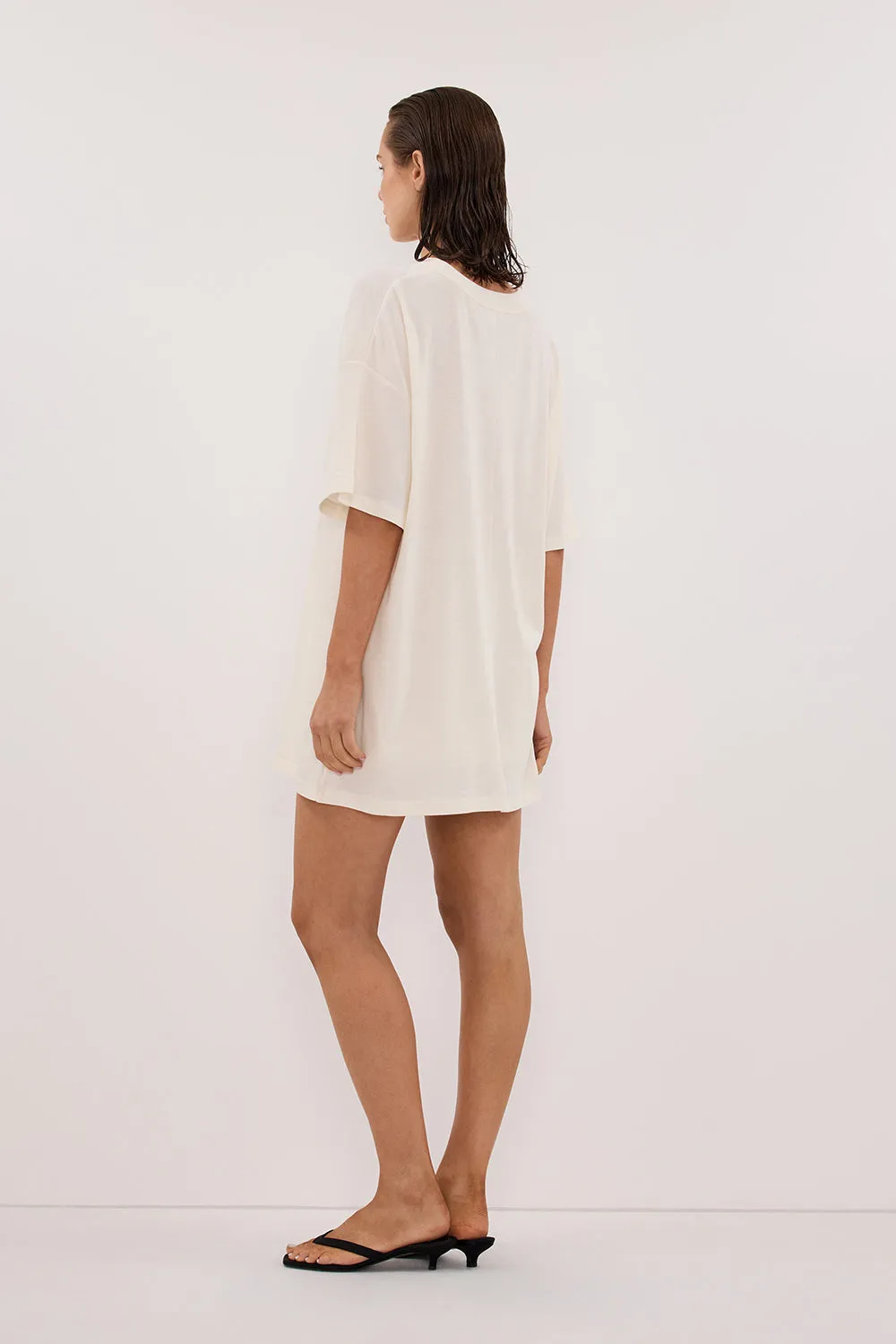 SLOANE CREAM COTTON LONGLINE TEE sold by Dissh product image thumbnail 4