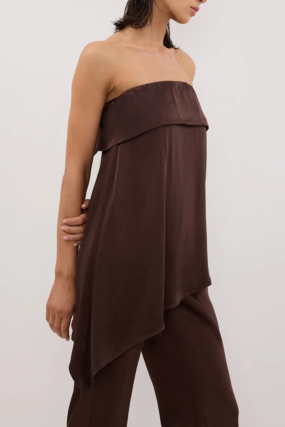 SANDER BITTER CHOC STRAPLESS SATIN TOP sold by Dissh product image thumbnail 5