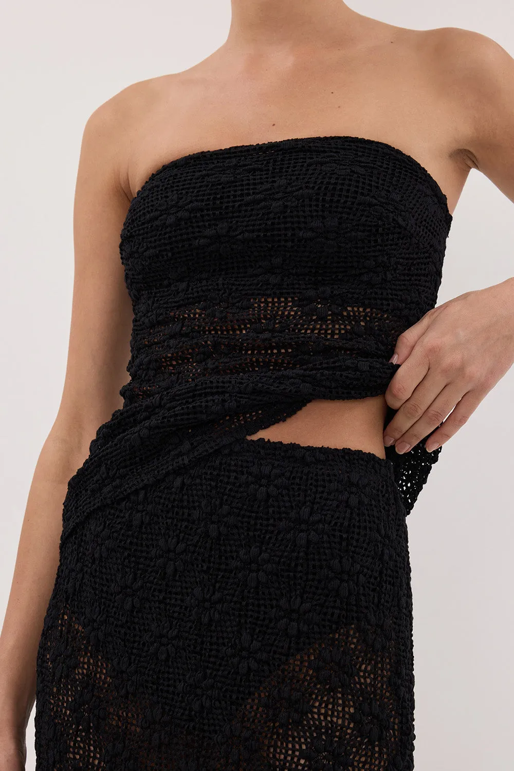 AGNES BLACK CROCHET COLUMN MIDI SKIRT sold by Dissh product image thumbnail 5