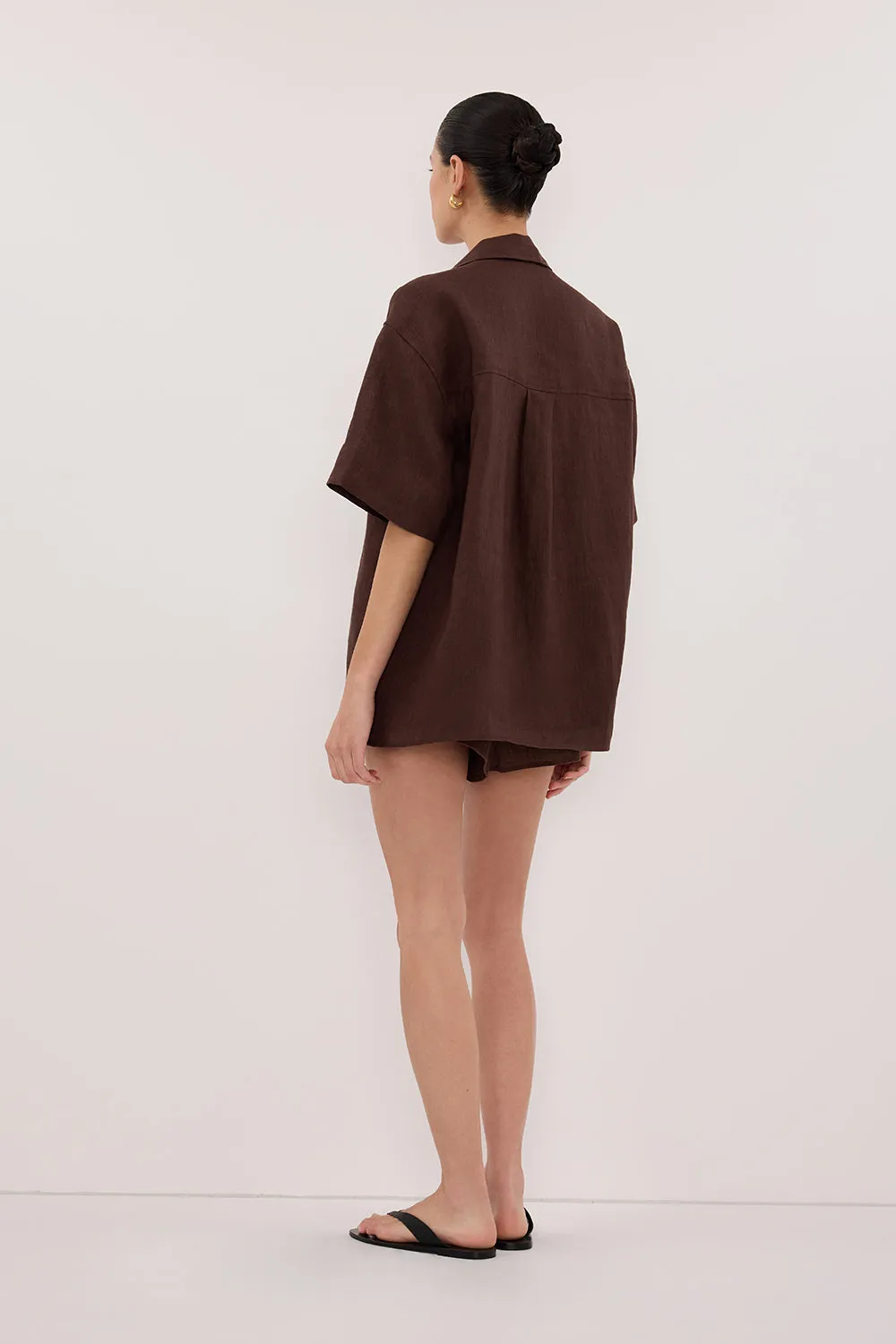 HELENA COCOA OVERSIZED LINEN SHIRT sold by Dissh product image thumbnail 4