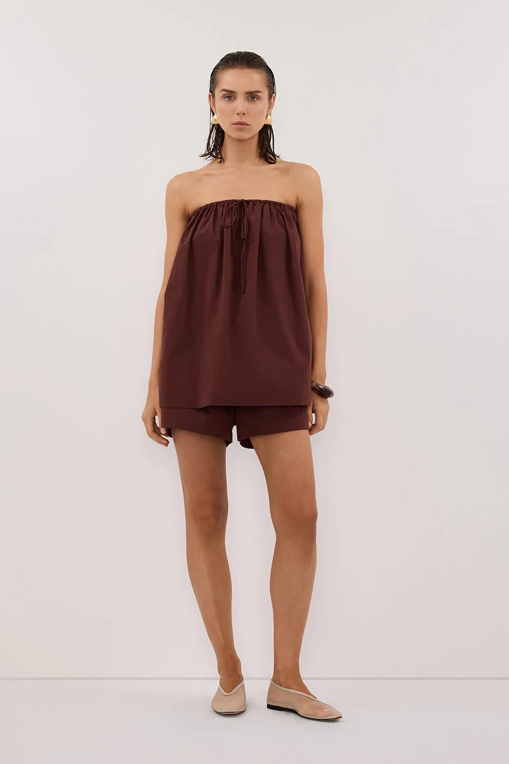 SOMMER CINNAMON POPLIN SHORT sold by Dissh