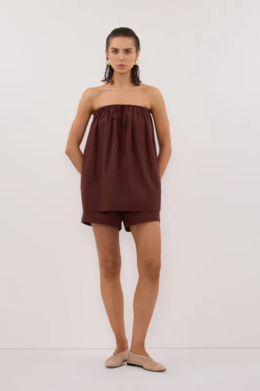 SOMMER CINNAMON STRAPLESS POPLIN TOP sold by Dissh