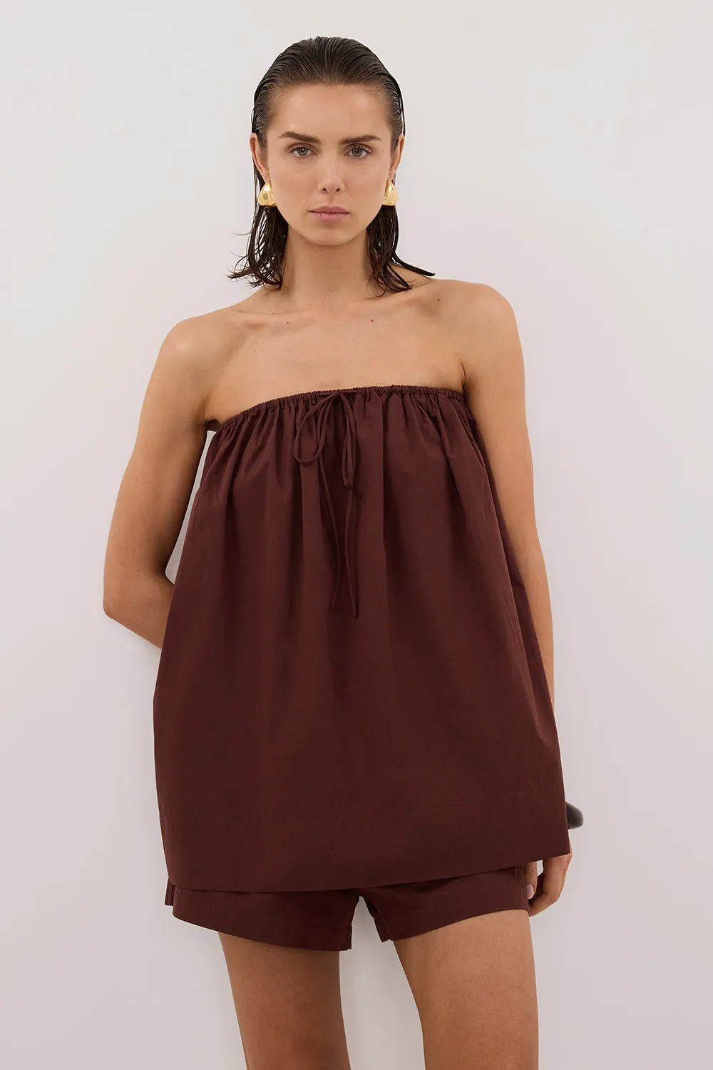 SOMMER CINNAMON STRAPLESS POPLIN TOP sold by Dissh product image thumbnail 2