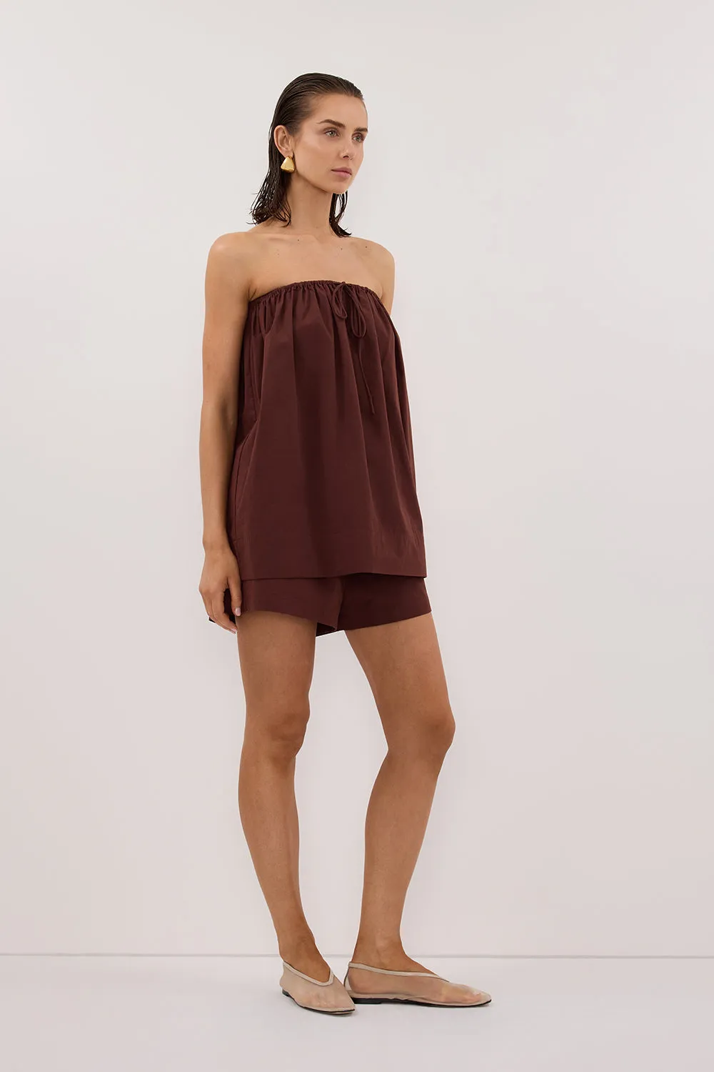 SOMMER CINNAMON STRAPLESS POPLIN TOP sold by Dissh product image thumbnail 3