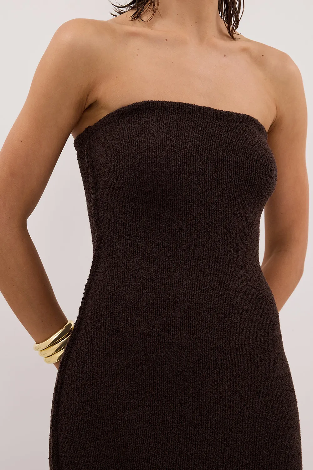 KARA CHOC STRAPLESS KNIT MIDI DRESS sold by Dissh product image thumbnail 5
