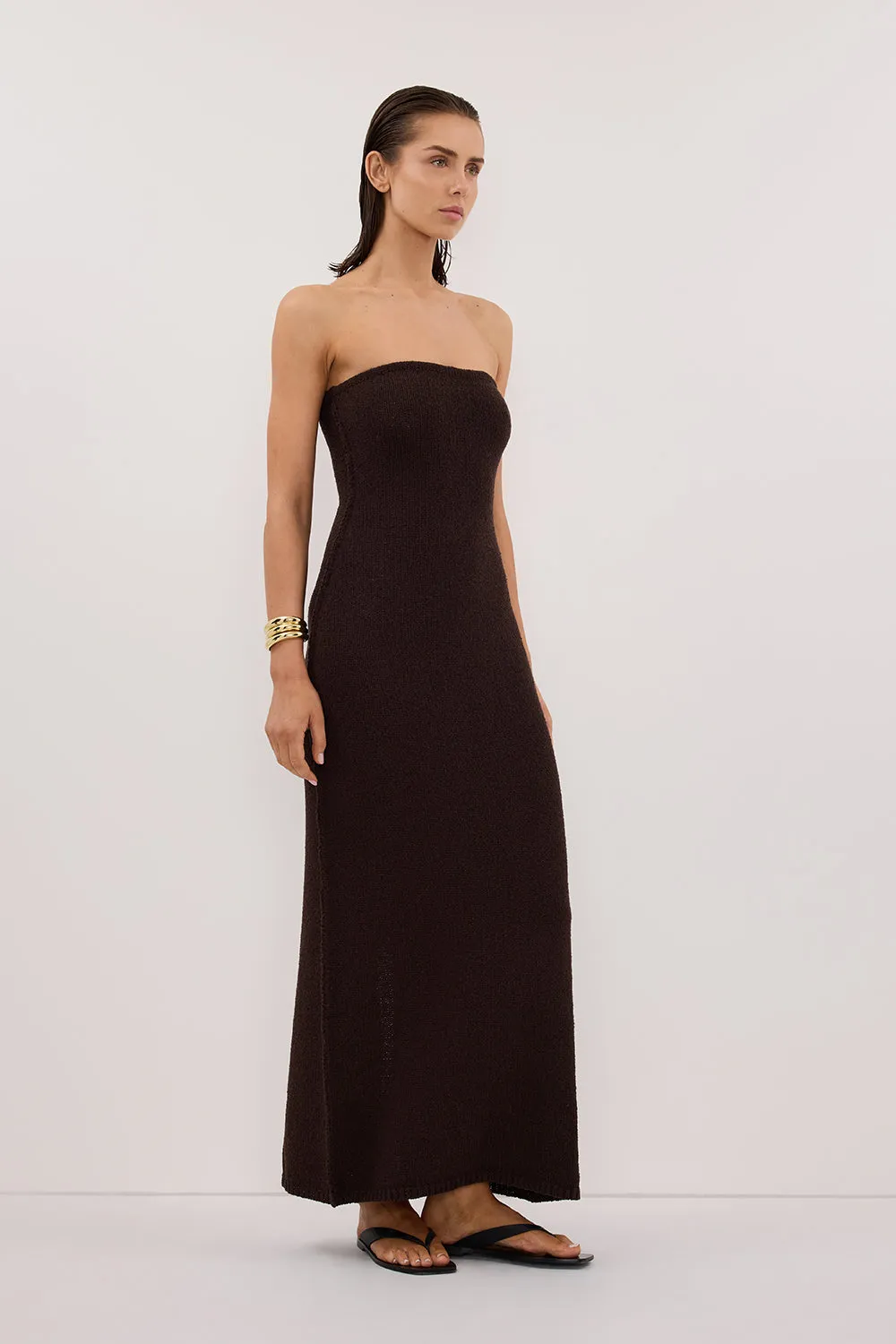 KARA CHOC STRAPLESS KNIT MIDI DRESS sold by Dissh product image thumbnail 3
