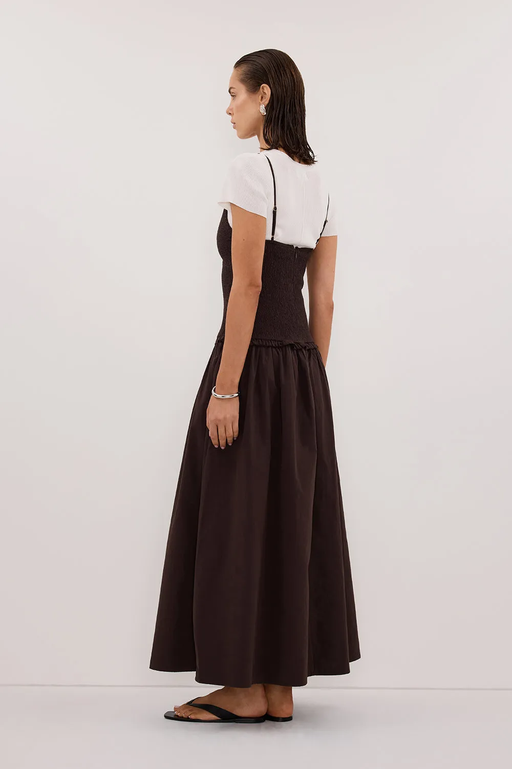 RAMONA BURNT CHOC SLEEVELESS COTTON MIDI DRESS sold by Dissh product image thumbnail 4