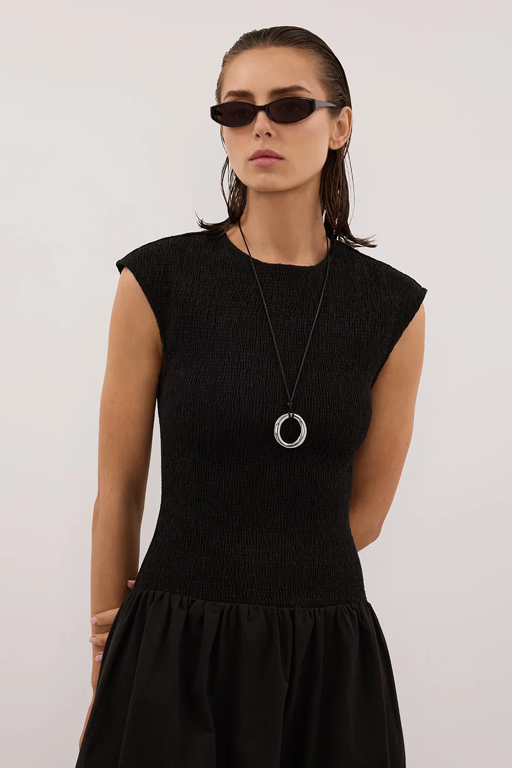 RUBI BLACK COTTON MIDI DRESS sold by Dissh product image thumbnail 2